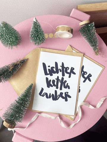 Weihnachtskarte: "Lichterkettenzauber" Grußkarte inkl. Umschlag - Brush Lettering